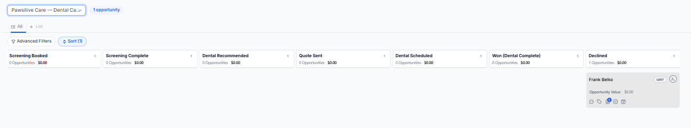 Pawsitive Care Dental Care Pipeline